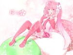  boots character_name detached_sleeves hatsune_miku long_hair necktie open_mouth pink_eyes pink_footwear pink_hair rua_(abcd29211) sakura_miku sitting skirt solo thigh_boots thighhighs twintails very_long_hair vocaloid 