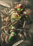  belt elephant kamen_rider kamen_rider_ooo kamen_rider_ooo_(series) lion male_focus mask nurikabe_(mictlan-tecuhtli) pteranodon solo tatoba_(ooo_combo) tentacles tusks 