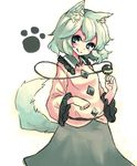  animal_ears blush cat_ears cat_tail green_eyes green_hair komeiji_koishi short_hair skirt smile solo tail touhou yunuki_uta 