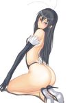  accel_world antenna_hair ass bare_shoulders black_hair blush breasts bug butterfly covered_nipples detached_sleeves frills hairband high_heels insect kuroyukihime long_hair muffin_(sirumeria) orange_eyes seiza shoes sitting small_breasts solo 