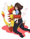  ass bad_id bad_pixiv_id banned_artist bearhug bestiality black_legwear blue_eyes breasts brown_hair covered_nipples creature cum cum_in_pussy double_bun fire gen_1_pokemon half-closed_eyes heart highres hug large_breasts long_hair magmar mei_(pokemon) niku_(dance-siva) no_hat no_headwear open_mouth pantyhose penis pokemon pokemon_(creature) pokemon_(game) pokemon_bw2 raglan_sleeves sex sweat tail tail-tip_fire vaginal wince 