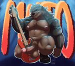 2024 abstract_background absurd_res anthro areola balls barazoku bear bedroom_eyes big_balls big_muscles big_pecs big_penis blue_background boots bottomless bottomless_anthro bottomless_male brown_bear character_name claws clothed clothing crouching erection eyebrows footwear foreskin fur genitals guitar hair hi_res humanoid_genitalia humanoid_penis jacket leather leather_clothing leather_jacket leather_topwear long_hair looking_at_viewer male mammal muscular muscular_anthro muscular_male musical_instrument muto_(fuzzmar) narrowed_eyes navel nelldemon nipples open_clothing open_jacket open_topwear pecs penis plucked_string_instrument presenting presenting_penis rockstar saggy_balls seductive shadow simple_background smile solo string_instrument thick_penis thick_thighs topwear tuft ursine vein watermark