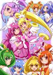  aida_mana aoki_reika arm_warmers asymmetrical_clothes bike_shorts blonde_hair blue_eyes blue_hair bow bowtie bracelet brooch brown_hair choker cure_beauty cure_diamond cure_happy cure_heart cure_march cure_peace cure_rosetta cure_sunny cure_sword curly_hair dokidoki!_precure double_bun green_choker green_eyes green_hair green_neckwear hair_bun hair_flaps hair_ornament hair_tubes half_updo heart heart_hands heart_hands_duo hino_akane_(smile_precure!) hishikawa_rikka hoshizora_miyuki jewelry katsuma_rei kenzaki_makoto kise_yayoi long_hair magical_girl midorikawa_nao multiple_girls one_eye_closed orange_choker orange_hair orange_neckwear pink_bow pink_choker pink_eyes pink_hair pink_neckwear pink_skirt pink_sleeves ponytail precure purple_choker purple_eyes purple_hair purple_neckwear red_eyes short_hair shorts shorts_under_skirt sidelocks skirt smile smile_precure! spade_hair_ornament tiara twintails wrist_cuffs yellow_bow yellow_eyes yotsuba_alice 