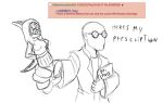 4chan 5_fingers anon_(snoot_game) anthro bald bone_frill bottomwear breasts clothed clothing coat dinosaur doctor doctor&#039;s_coat duo english_text extreme_size_difference eyewear faceless_character faceless_human faceless_male facial_markings female fingers frill_(anatomy) glasses hadrosaurid hair hand_on_hip head_crest head_frill head_markings human lab_coat long_hair long_tail male mammal markings micro micro_anthro micro_female muzzle_(marking) ornithischian parasaurolophus prometheuzone reptile scalie size_difference skirt snoot_game snout snout_markings tail text theresa_(snoot_game) topwear