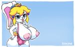 :3 alternate_species animated anthro big_breasts bouncing_breasts bouncymae breasts buckteeth butt clothing exposed_breasts female gesture huge_breasts lagomorph leotard leporid mammal mario_bros nintendo nipple_outline princess_peach rabbit simple_background solo teeth tongue tongue_out v_sign