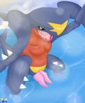 2_penises absurd_res animal_genitalia animal_penis anthro blue_body cloud detailed_background digital_media_(artwork) dracodrawer dragon erection feral fish garchomp generation_4_pokemon genitals hi_res legs_in_water looking_at_viewer male marine multi_genitalia multi_penis nintendo open_mouth outside partially_submerged penis pink_penis pokemon pokemon_(species) red_body reptile scalie sea selfie shaded shark shark_fin sharp_teeth sky smile solo spikes spikes_(anatomy) standing standing_in_water submerged_legs tail teeth text tongue water yellow_eyes