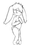  invalid_tag male mammal plain_background rabbit shy sketch solo standing underwear unfinished vivia_(artist) white_background young 