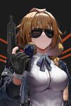  1girl :&lt; black_background black_gloves blue_jacket finger_on_trigger fur-trimmed_jacket fur_trim girls&#039;_frontline gloves grizzly_mkv_(girls&#039;_frontline) grizzly_win_mag gun hanabusaraleigh handgun holding holding_gun holding_weapon jacket parody partially_fingerless_gloves raised_eyebrow short_hair simple_background solo sunglasses terminator_(series) the_terminator upper_body weapon 