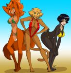 aeolus06 alex_(totally_spies!) alternate_species anthro bear bikini canid canine clothing clover_(totally_spies!) domestic_cat felid feline felis female fox giant_panda group implied_transformation mammal red_fox sam_(totally_spies!) smile spectacled_bear swimwear totally_spies! tremarctine trio