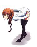  absurdres bad_id bad_pixiv_id bent_over brown_eyes brown_hair chuunibyou_demo_koi_ga_shitai! dress_shirt hair_ornament hairclip hechima highres long_hair nibutani_shinka panties panty_pull shirt side_ponytail solo underwear 