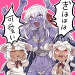  3girls animal_ears apron armor artist_request bare_shoulders belly_chain bikini_armor blue_eyes blue_skin bracelet breasts colored_skin daikokuten_(fate) dark-skinned_female dark_skin dress earrings extra_arms fate/grand_order fate_(series) hair_ribbon hairband highres jewelry kali_(fate) large_breasts large_earrings learning_with_manga!_fgo lolita_hairband long_hair maid_headdress metal_bracelet mouse_ears mouse_girl mouse_tail multiple_girls neck_ring necklace red_eyes revealing_clothes ribbon short_hair smile tail thumb_ring very_long_hair white_apron white_hair 