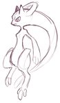  alternate_form highres mega_mewtwo_y mega_pokemon mewtwo nintendo no_humans pokemon pokemon_(game) pokemon_xy simple_background sketch solo 