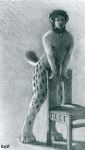  anthro bell chair collar digitigrade human hyaenid hybrid male mammal nude satyr scheriff solo standing 