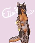  canine dapple dog eyewear facial_piercing female goggles looking_at_viewer mammal nose_piercing nude piercing plushie pussy solo tigress_(artist) 