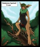 1_eye black_body black_fur black_nose blush bodily_fluids brown_body cel_shading claws eeveelution ejaculation finger_claws forest forest_background fur fusion generation_1_pokemon generation_6_pokemon genital_fluids genitals green_body green_fur green_hair green_tail hair humanoid hybrid intersex jolteon knot long_ears maleherm mane nature nature_background neck_tuft nintendo nipples nude pawpads paws penis perching plant pokemon pokemon_(species) pokemon_fusion puppetmaster13uwu red_eyes shaded short_tail solo tail text text_box toe_claws tree trevenant tuft