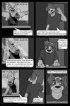  black_and_white clothing comic dbruin dialog english_text greyscale male mammal monochrome muscles smile text 