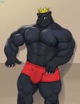 2024 abs absurd_res anthro barazoku big_bulge black_nose briefs bulge clothing crown danny_smoke_in_furry_land digital_media_(artwork) felid headgear hi_res huge_bulge king_magnum looking_at_viewer male mammal muscular muscular_anthro muscular_male neofi pantherine pecs portrait red_briefs red_clothing red_underwear shaded smile solo standing three-quarter_portrait underwear yellow_sclera