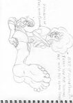 absurd_res big_feet blush cartoon_network chros972 comparing curled_hair dialogue diamond_(gem_species) duo feet female female/female foot_fetish foot_focus graphite_(artwork) hair hi_res human human_only mammal not_furry pearl_(gem_species) pearl_(steven_universe) pencil_(artwork) pink_diamond_(steven_universe) pointy_nose size_difference smile steven_universe traditional_media_(artwork)