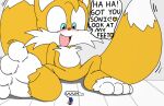 4_toes anthro blush duo feet foot_fetish foot_focus male male/male micro miles_prower sega shrunk soles sonic_the_hedgehog sonic_the_hedgehog_(series) tenebrousmoon toes