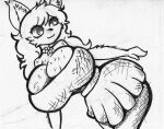 anthro big_breasts bottomwear breast_squish breasts canid canine canis clothing collar domestic_dog hair huge_breasts long_hair mammal nordic_sled_dog samoyed sheebibites skirt spitz squish