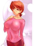 bad_id bad_pixiv_id breasts character_request copyright_request dodai_shouji glasses large_breasts red_hair solo 