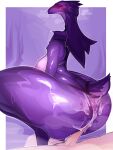 absurd_res anthro anthro_penetrated balls big_breasts big_butt blush bodily_fluids bottom_heavy breasts butt cum cum_in_ass cum_inside dragon duo erection eyes_closed female female_on_human genital_fluids genitals hi_res huge_butt huge_thighs human human_on_anthro human_penetrating human_penetrating_anthro humanoid_genitalia humanoid_penis hyper hyper_butt hyper_thighs interspecies long_neck male male/female male_on_anthro mammal mythological_creature mythological_scalie mythology onm11 pear-shaped_figure penetration penis purple_body purple_scales scales scalie sex thick_thighs wide_hips