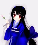  black_hair blush highres japanese_clothes kimono kiyomin long_hair looking_at_viewer original red_eyes solo 