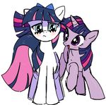  animal_ears blush bow equine female feral friendship_is_magic fur hair horn horse mammal mikey_(artist) multi-colored_hair my_little_pony open_mouth panty_and_stocking_with_garterbelt plain_background ponification pony purple_eyes purple_fur purple_hair stocking_(pswg) twilight_sparkle_(mlp) two_tone_hair unicorn white_background white_fur 