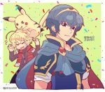  1girl armor blonde_hair blue_eyes blue_hair blush cape creatures_(company) eyes_closed fire_emblem fire_emblem:_monshou_no_nazo game_freak gen_1_pokemon headband highres jewelry kiriya_(552260) long_hair looking_at_viewer male_focus marth monado nintendo open_mouth pikachu pokemon pokemon_(creature) pokemon_(game) pokemon_rgby short_hair shulk simple_background smile super_smash_bros. super_smash_bros._ultimate tiara xenoblade_(series) xenoblade_1 