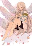 afuro_terumi androgynous angel_wings bad_id bad_pixiv_id barefoot bike_shorts blonde_hair flower inazuma_eleven inazuma_eleven_(series) long_hair male_focus multiple_wings red_eyes seraph solo tokio_neo very_long_hair wings zeus_(inazuma_eleven) 