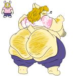absurd_res anthro asgore_dreemurr big_butt big_moobs body_hair butt butt_hair cellulite clothing dancing hairy hi_res huge_butt humanoid male moobs overweight overweight_male possbooty solo undertale_(series) wardrobe_malfunction