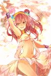  armpits bad_id bad_pixiv_id choker cuffs dancing hair_bun hairband handcuffs harem_outfit jewelry magi_the_labyrinth_of_magic midriff miko_(s1748s) morgiana navel red_eyes red_hair solo 