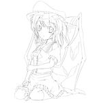  flandre_scarlet greyscale highres lineart looking_at_viewer monochrome santa_(kaisou_hikuutei) solo touhou wings 
