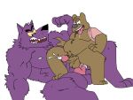  2018 anal anal_penetration anthro balls bear belly bernard_(ok_k.o.!_lbh) brandon_(ok_k.o.!_let&#039;s_be_heroes) brown_fur canine cum duo erection fur male male/male mammal moobs muscular muscular_male ok_k.o.!_let&#039;s_be_heroes overweight overweight_male penetration penis pervohyena purple_fur sex simple_background tongue tongue_out were werewolf white_background 