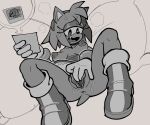 2024 amy_rose anthro anus bodily_fluids breasts clothing cute_fangs drooling eulipotyphlan female female_focus fingering fingering_self galactabee genitals gloves greyscale half-closed_eyes handwear hedgehog hi_res holding_photo looking_pleasured mammal masturbation monochrome mostly_nude narrowed_eyes nipples photo pillow polaroid_photo pussy saliva sega solo sonic_the_hedgehog sonic_the_hedgehog_(series) sweat vaginal vaginal_fingering