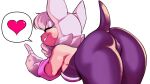 2024 anthro bat bent_over breasts butt captain_squiggins clothing eyeshadow female fur gloves handwear heart_symbol hi_res makeup mammal narrowed_eyes rouge_the_bat sega simple_background smile solo sonic_the_hedgehog_(series) speech_bubble tail tan_body tan_skin white_body white_fur