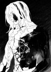  1girl blood blood_on_face braid character_request commentary_request cracked_skin dog_9uk elden_ring greyscale highres korean_commentary long_hair monochrome nude single_braid solo upper_body 