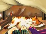  cat feet knees kotatsu original sakura_(hagu) socks sweat table tongue 
