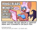  anthro asmr bat big_breasts blue_eyeshadow breasts cleavage clothed clothing cute_fangs dialogue english_text eyeshadow female fur galactabee hi_res makeup mammal menu rouge_the_bat sega solo sonic_the_hedgehog_(series) speech_bubble text white_body white_fur wings youtube youtube_thumbnail 