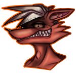 absurd_res anthro canid canine clenched_teeth colored digital_drawing_(artwork) digital_media_(artwork) fiteme_m8 fox grin headshot_portrait hi_res male mammal portrait pyrocynical scar sharp_teeth smile solo teeth youtuber