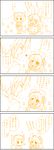  2girls 4koma animal_ears asahina_mikuru bunny_ears cat_ears chibi comic flower hair_flower hair_ornament koizumi_itsuki maid minigirl monochrome multiple_girls nagato_yuki school_uniform serafuku suzumiya_haruhi_no_yuuutsu tokiomi_tsubasa translated 