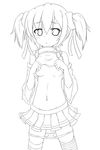  bad_id bad_pixiv_id blush breasts greyscale highres lineart looking_at_viewer medium_breasts monochrome nipples panties panty_pull segaxtu shirt_lift short_hair short_twintails silica solo sword_art_online thighhighs twintails underwear 
