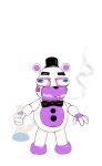 absurd_res animatronic anthro bear bloodshot_eyes bong bow_tie buckteeth bulging_eyes button_(fastener) clothing drugs fiteme_m8 five_nights_at_freddy&#039;s fnaf_vr_help_wanted foaming foaming_at_mouth hat headgear headwear helpy_(fnaf) hi_res machine male mammal marijuana pipe robot scottgames smoke smoke_from_mouth solo teeth top_hat