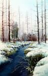  bare_tree blue_sky bush day forest grass highres nature no_humans original painting_(medium) river riverbank scenery shimizu_megumi_(m_acquerello) sky snow traditional_media tree water watercolor_(medium) 