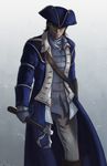  alternate_costume assassin's_creed_(series) assassin's_creed_iii bad_id bad_pixiv_id black_hair coat connor_kenway gloves hat holding holding_weapon labyrinth-s long_hair male_focus solo tomahawk tricorne weapon 