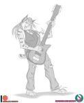 anthro barefoot bass_guitar biped bobcat bottomwear clothed clothing denim denim_bottomwear denim_clothing digital_drawing_(artwork) digital_media_(artwork) fangs feet felid feline female fur guitar guitar_strap hair hi_res jeans jewelry long_hair looking_at_viewer lynx mammal markings monochrome musical_instrument necklace nicnak044 nub_tail open_mouth pants patreon patreon_logo playing_guitar playing_music plucked_string_instrument ru_melbourne shirt short_tail signature sketch solo spots spotted_body spotted_fur standing string_instrument striped_body striped_fur stripes subscribestar subscribestar_logo tail tank_top teeth text tongue tongue_out topwear torn_bottomwear torn_clothing torn_jeans torn_pants url whiskers