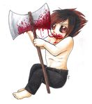  abs axe blood blush chibi corpse-grinder cute death goth hair human looking_at_viewer solo weapon 