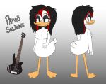 alternate_species alternate_universe alternative_fashion anatid anseriform anthro avian avian_butt barefoot bass_guitar big_breasts big_butt bird black_hair black_mascara breasts butt disney duck duck_footed ducktales ducktales_(2017) featureless_breasts featureless_crotch featureless_nudity feet female fluffy_breasts goth guitar hair heavy_metal hi_res highlights_(coloring) makeup mascara model_sheet mr._blue_(artist) musical_instrument musician name_in_background non-mammal_breasts nude paivio_selanne paivio_selanne_(ducktales) plucked_string_instrument red_highlights smile solo string_instrument