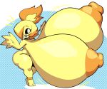  angstrom anthro areola avian big_breasts big_butt bird breasts butt chicken fellock female galliform gallus_(genus) hi_res huge_breasts hyper hyper_breasts nipples non-mammal_breasts nude open_mouth orange_areola orange_nipples phasianid solo thick_thighs white_eyes yellow_body 