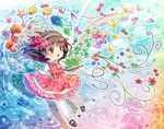  brown_eyes brown_hair bug butterfly child dress fish hair_ribbon hairband highres insect jellyfish long_hair moxue_qianxi original plant rainbow ribbon solo stylus tablet 